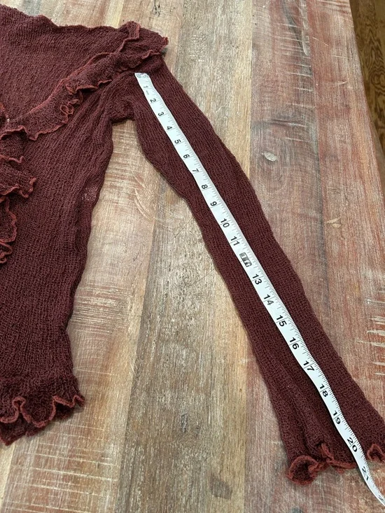 VTG Y2K Ruffled Semi-Sheer Snap-Front Cardigan - Picture 6 of 8